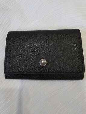 Coach Black Pebbled Leather Snap Key Holder Wallet